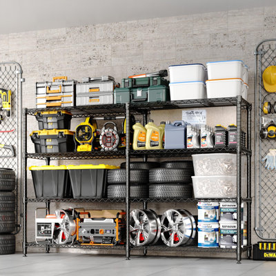 Heavy-Duty Carbon Steel Storage Shelving Unit, Single/Double Row 4/5 Tier Multi-Size Metal Organizer Rack, Easy Assembly for Garage, Warehouse, Industrial & Daily Storage, Width 13.7''