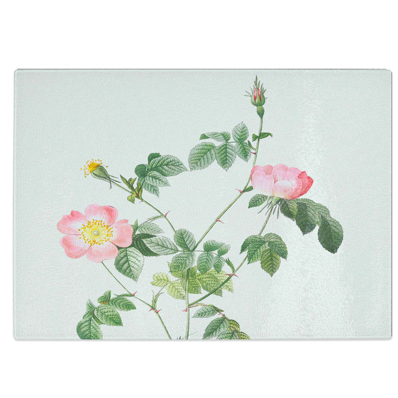 Tempered Glass Austrian Briar Rose Chopping Board, 39 cm W x 28.5 cm L