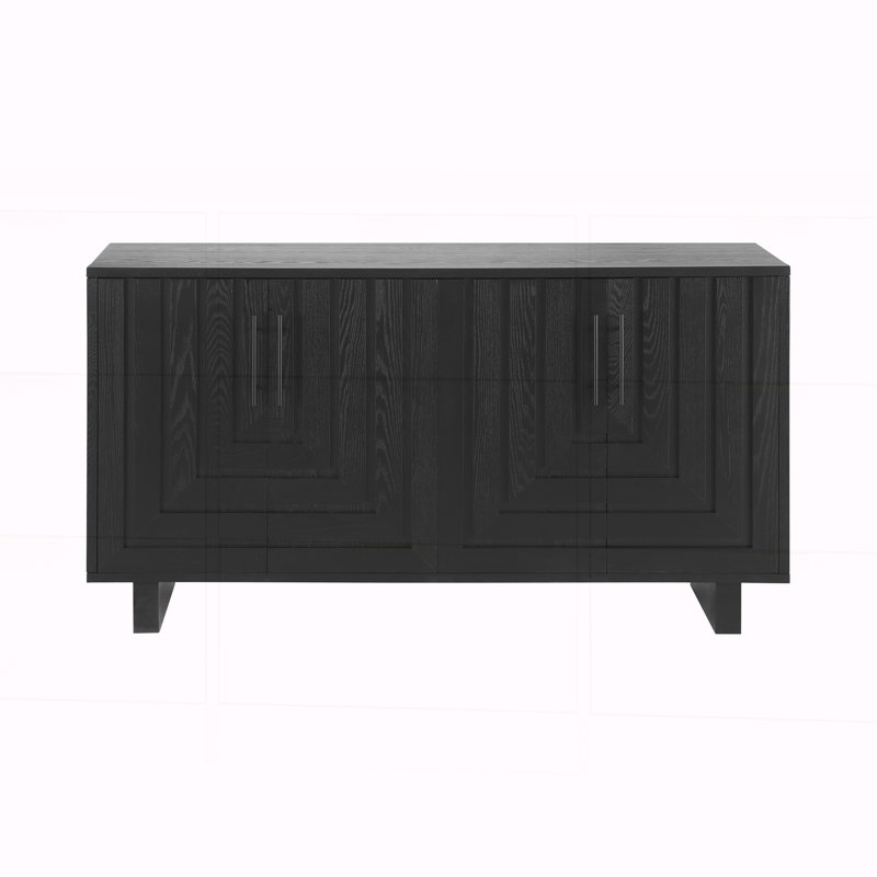59" Mid Century Modern Sideboard Buffet Cabinet with Storage, Black