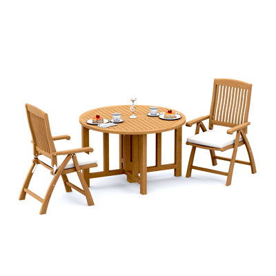 Ensemble de salle à manger 5 pièces en bois de teck de qualité A: table papillon 48 po et chaises inclinables Marley # 11MR0904
