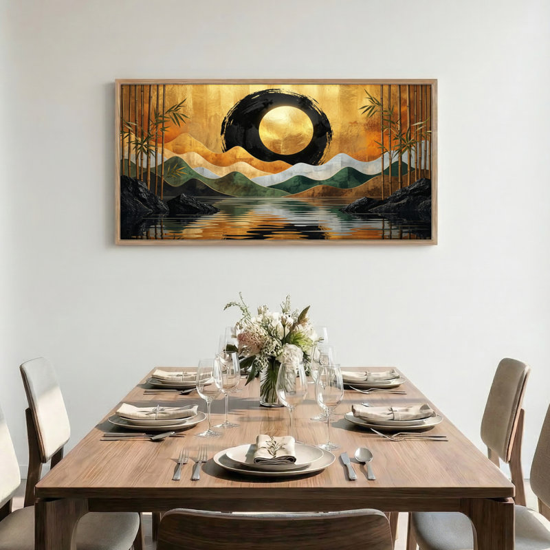 Tableau encadré sur toile « Lune dorée », 122 x 61 cm (48 x 24 pouces), lot de 1, 48 x 24 pouces