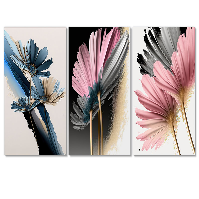 Impression de marguerites hyperréalistes II sur toile, 3 pièces, H 40 po x l 60 po x P 1 po