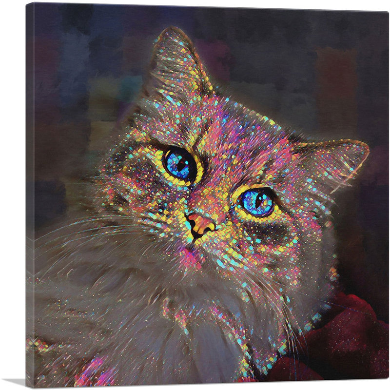 Reproduction d'art graphique sur toile, "Reproduction de chat", H 26 po x l 26 po x P 0,75 po