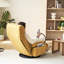 Chaise réglable en jaune, rotative à 360 degrés, structure en métal avec siège souple à plateforme pivotante jaune, rembourrage en tissu de siège
