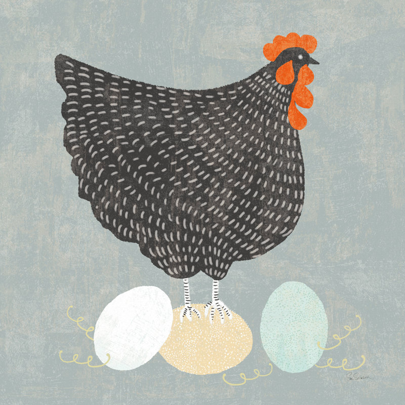 «Fresh Eggs I No Words» par Sue Schlabach - reproduction, H 12 po x l 12 po, Toile tendue