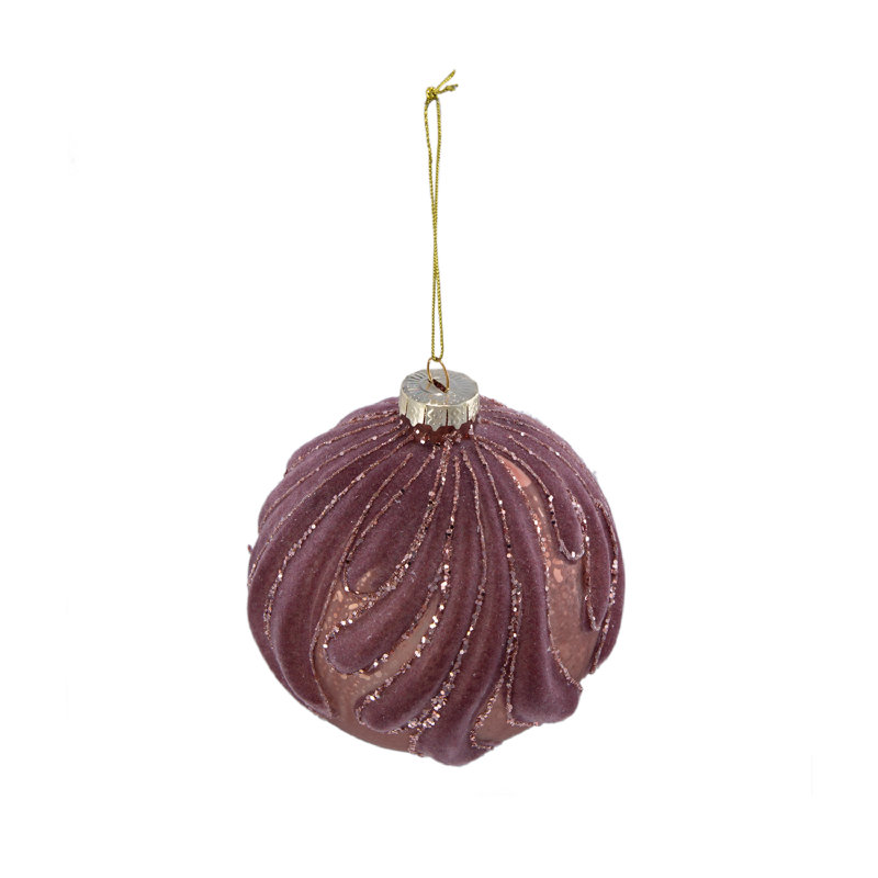 Ornement boule en verre scintillant, Mauve