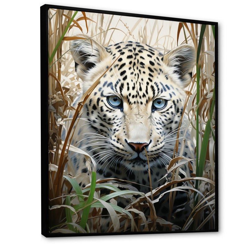 Delisio, Afrique, Léopards furtifs, sur toile, H 40 po x l 30 po x P 1,5 po, Cadre flottant noir