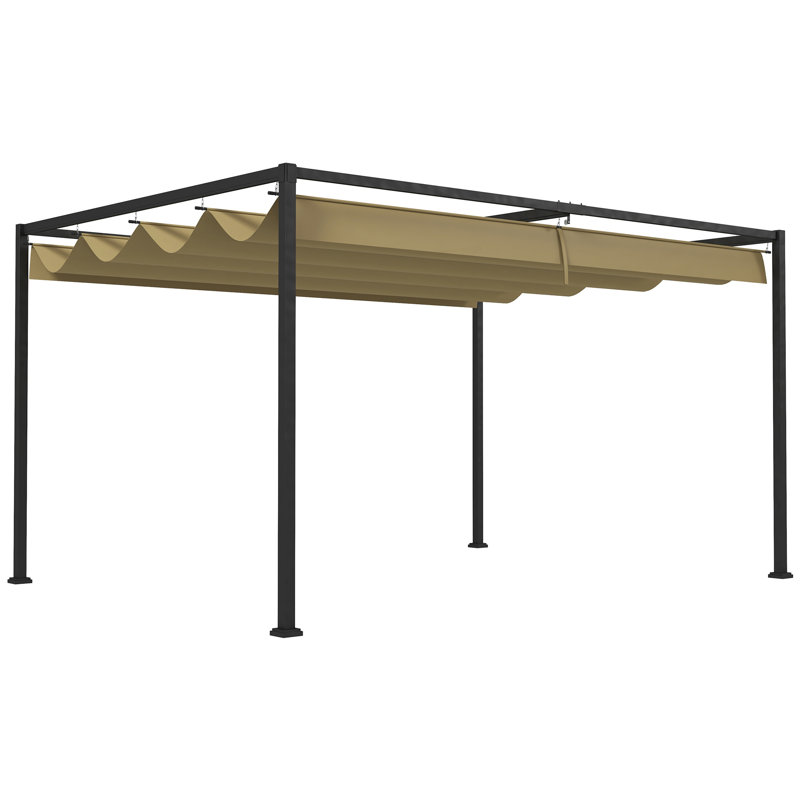 Pergola de patio avec auvent rétractable, Kaki, H 87,4 po x l 118,1 po x P 157,5 po