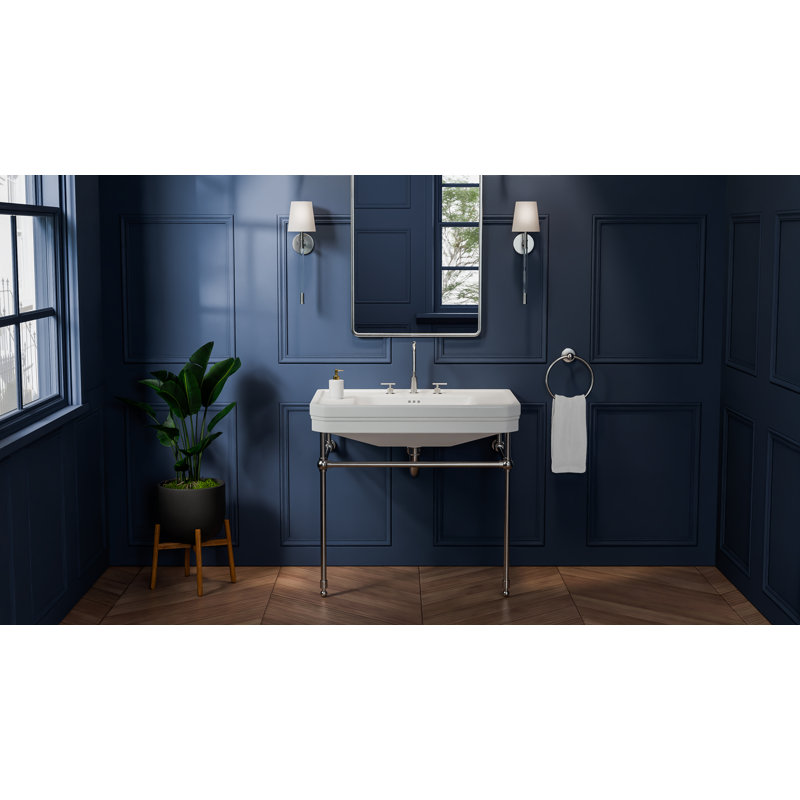 Valencia 31 in. W x  33 in. H Console Sink, 8 in. Faucet Drilling, Brushed Nickel, Brushed Nickel, Widespread Faucet
