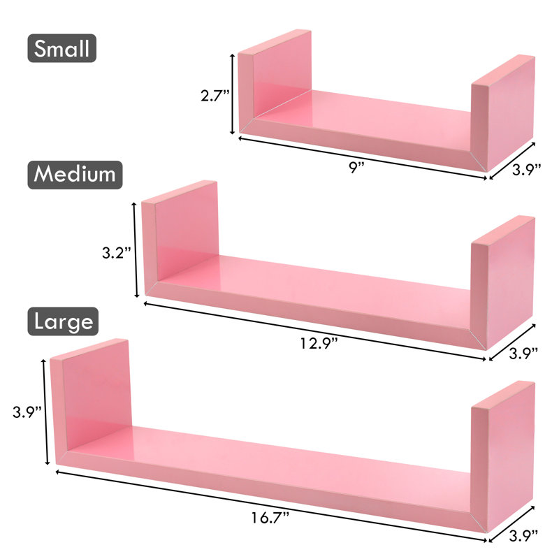 3 tablettes flottantes en U Keokee, Rose