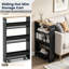 Slim Narrow Gap Storage Trolley, 4-Tier Slide Out Utility Shelving Unit with Side Handle, Freestanding Organiser Cart for Kitchen, Laundry Room & Living Room, Black & Natural Finish