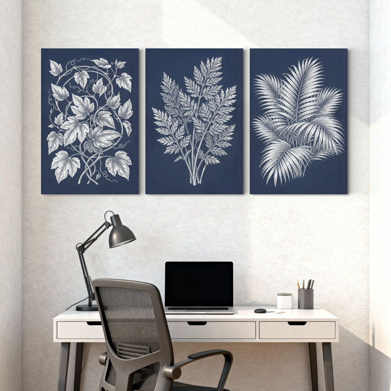 Plantes et fleurs, vignes à feuilles botaniques, ensemble de 3 impressions sur toile, H 36 po x l 72 po