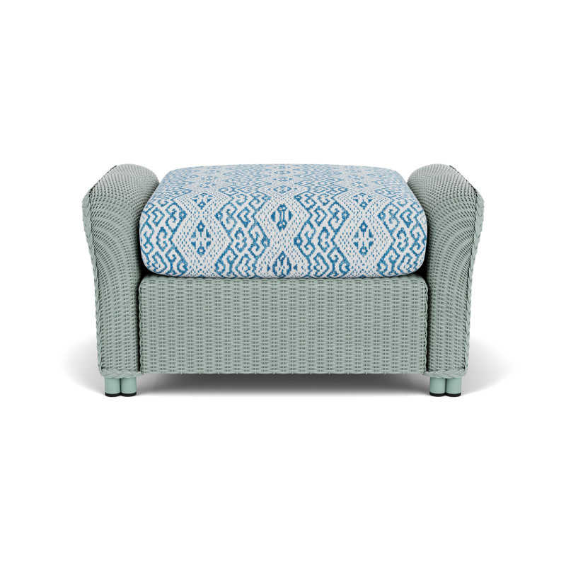 Reflections Outdoor Ottoman, White, Hickory