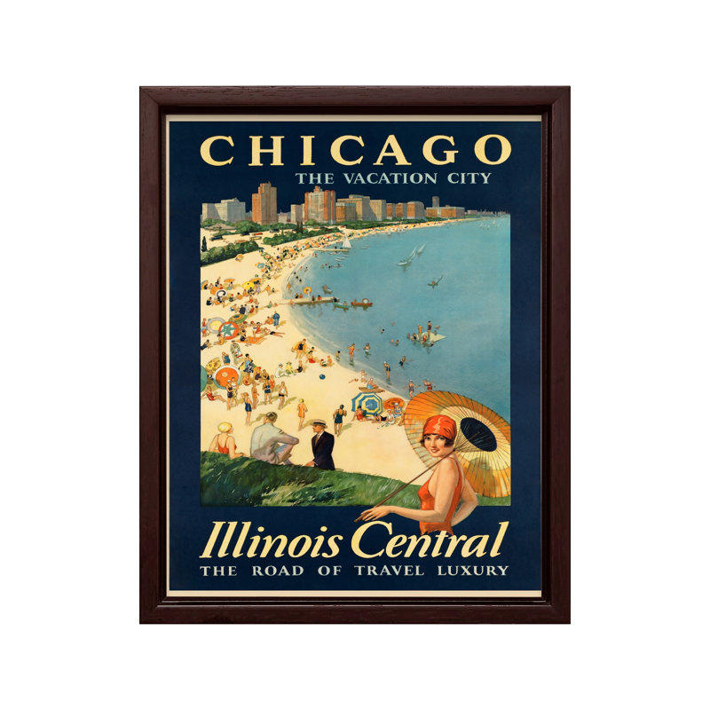 Chicago The Holiday City, H 08 po x l 10 po, Canevas, Encadrement brun