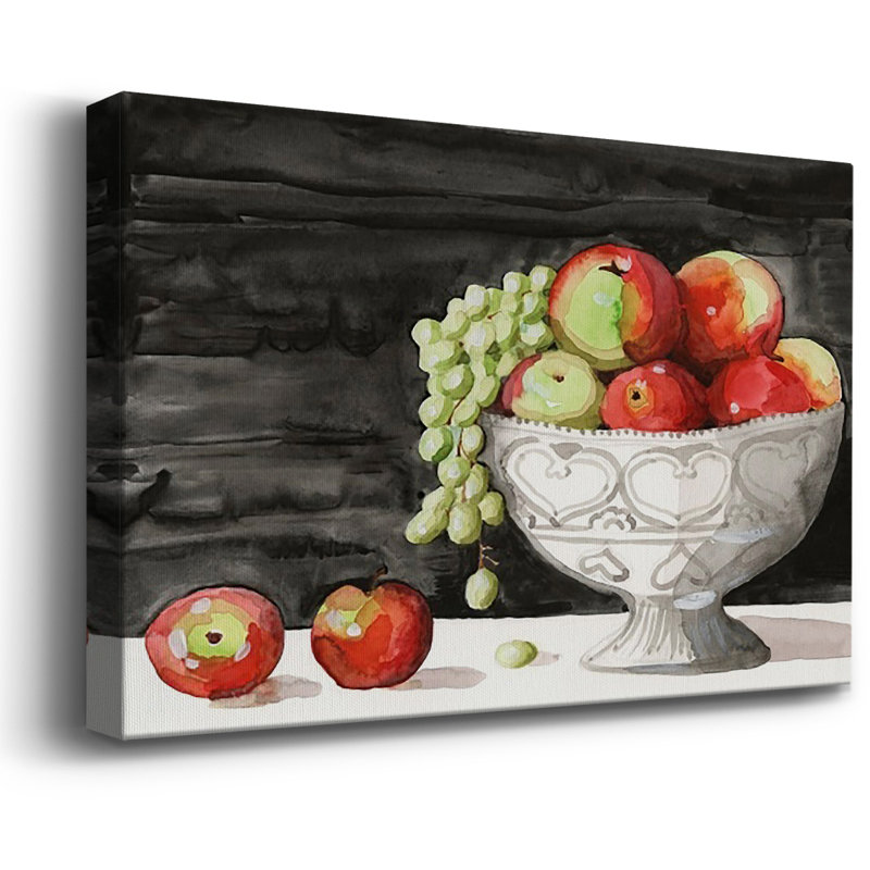 Watercolor Fruit Bowl I - Toile tendue avec châssis de qualité supérieure - prête à être accrochée, H 32 po x l 48 po