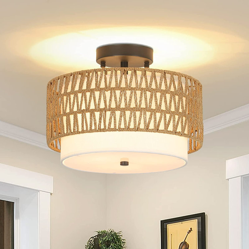 Christon Rattan LED Semi Flush Mount