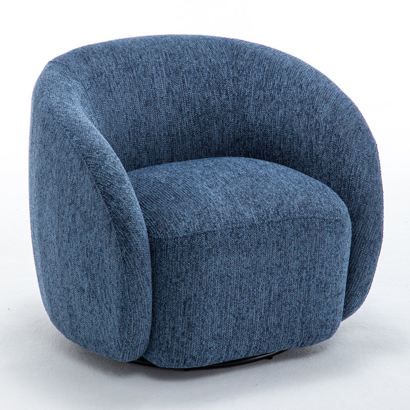 Aunna Upholstered Swivel Barrel Chair, Navy