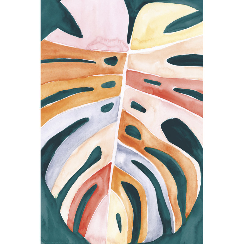 «Fehzaan Multicolor Monstera II on Canvas» par Jennifer Paxton Parker, reproduction, H 18 po x l 12 po