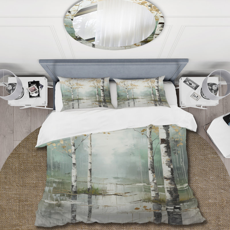 Ensemble de housse de couette Birch Woods Ethereal Elegance IV Bedding, Housse de couette simple + 1 taie décorative stan