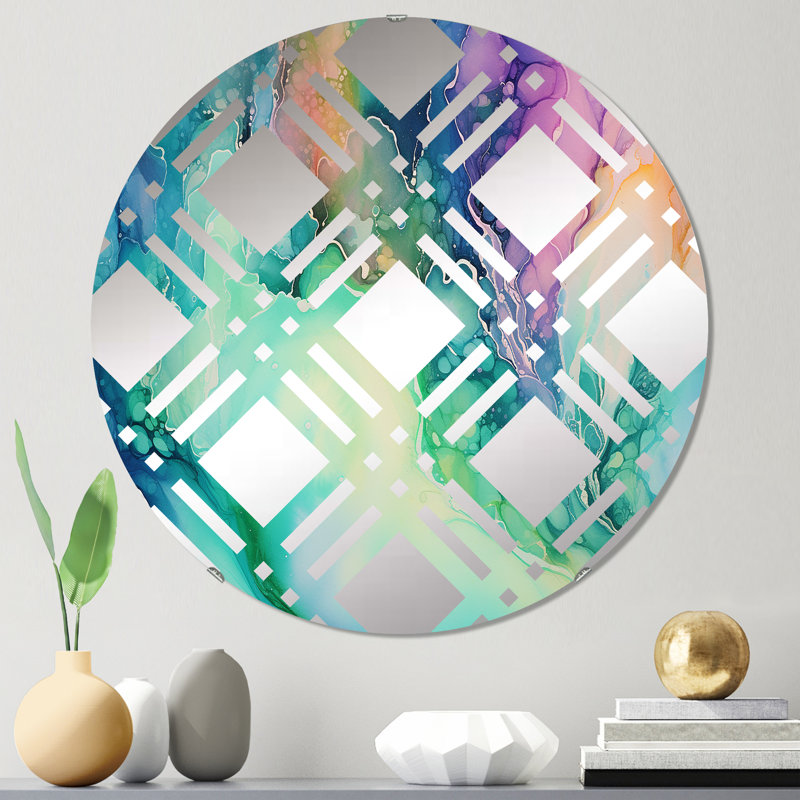 Miroir décoratif écossais liquide sarcelle Borealis MIR106520 C, 23,6 po x 23,6 po