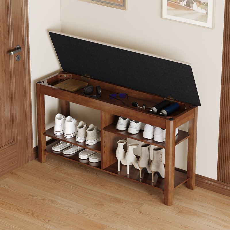 Upholstered Storage Bench with Flip Top And Adjustable Divider for Entryway, Bedroom, Living Room