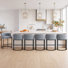 Tabouret de bar 25,2 po à dossier bas gris et structure en métal