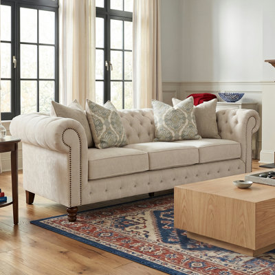 Canapé avec accoudoirs arrondis Poveto Chesterfield