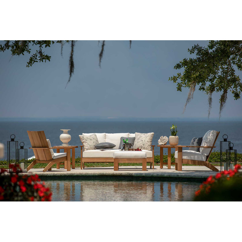 Ashland Solid Wood Adirondack Chair, No Welt, Natural White, Natural Teak