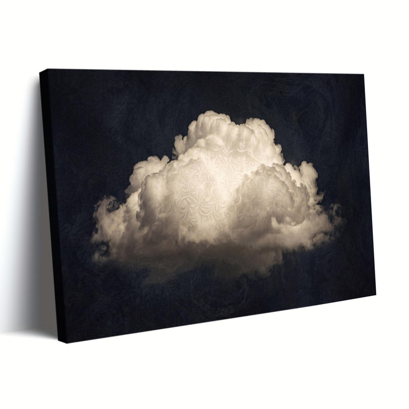 Toile tendue avec toile ornée de nuages sur fond sombre, 20x30in