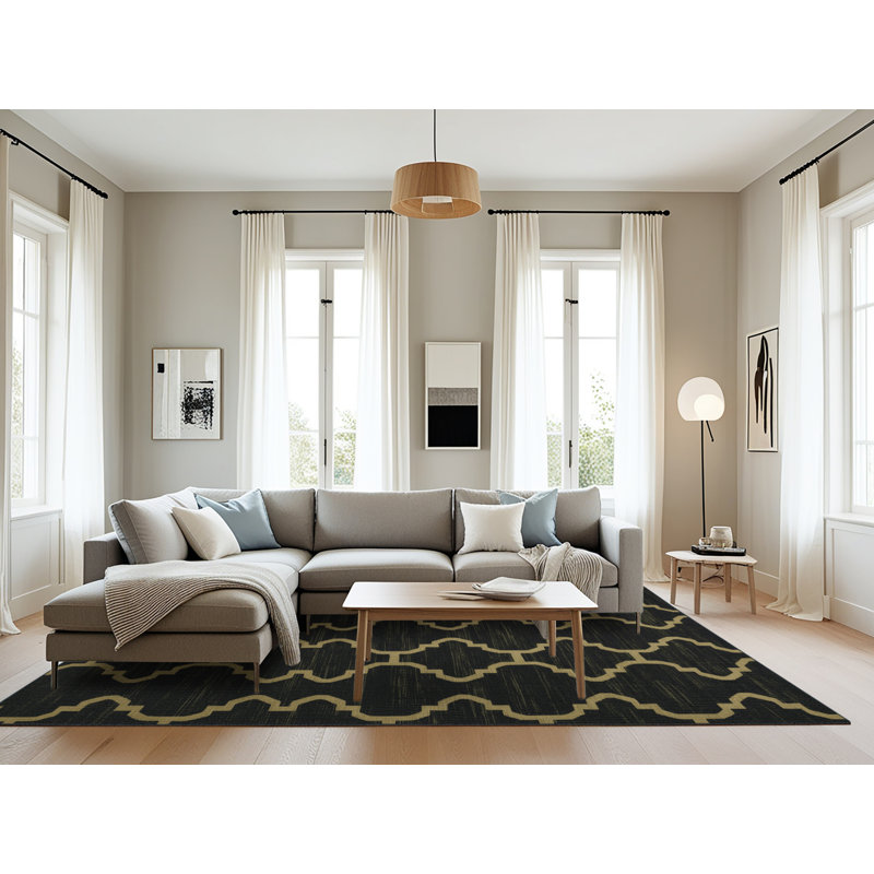 Machine Washable Trellis Gray Area Rug, Rectangle 8' x 12'