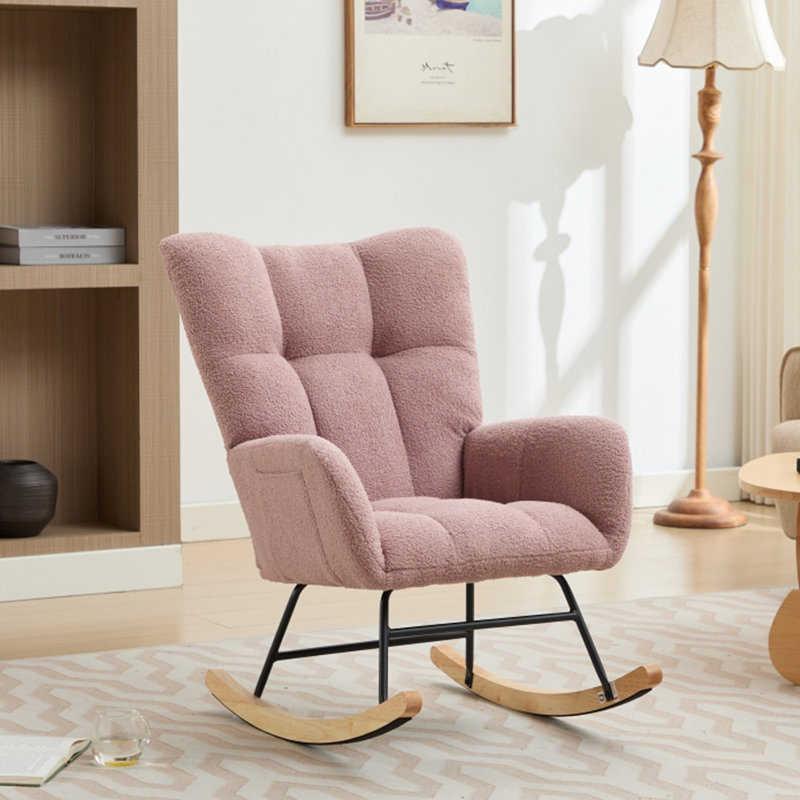 Chaise berçante rembourrée Modern, Rose