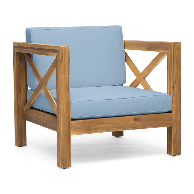 Fauteuil club de style Mid-Century en bois avec rembourrage d'eau pour fauteuil, Teck, Bleu