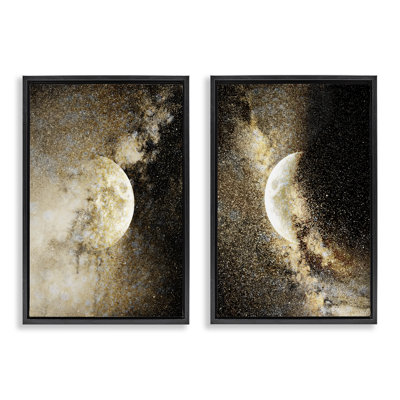 Ensemble de cadres flottants 2 pièces Moons with Starry Nebulas, design par Gemma Bardot