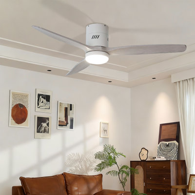 Ryme 52 po Ventilateur de plafond encastré blanc avec DEL intégrée et moteur à courant continu réversible inclus