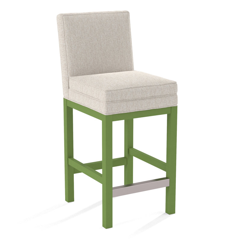 Upholstered Stool, Snow Crypton Performance; 0884-91, Frost White Finish