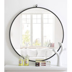Cassie Metal/Manufactured Wood Round Wall Mirror