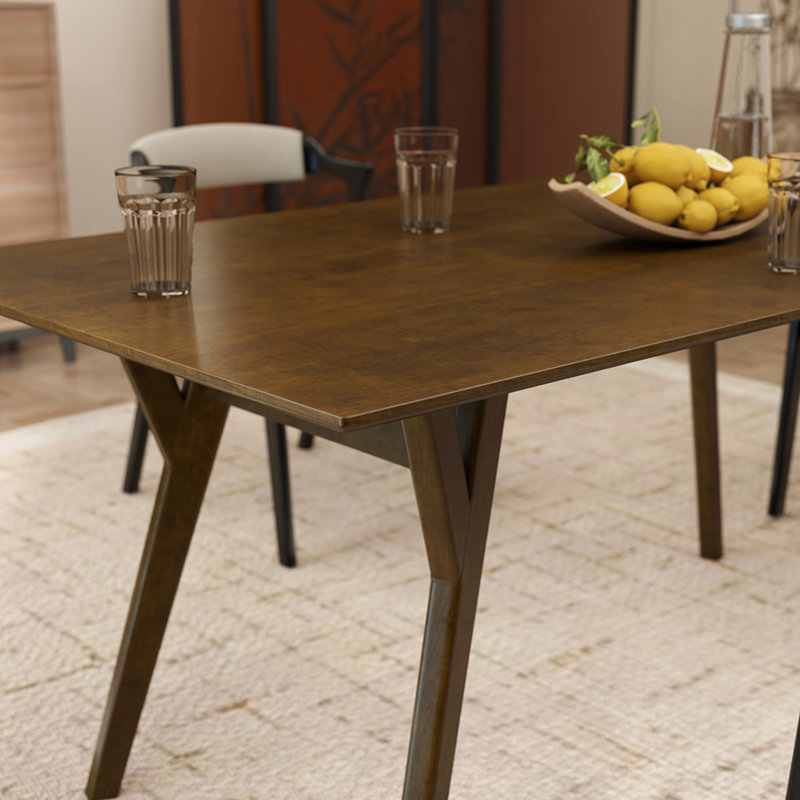 Ensemble de salle à manger moderne 5 pièces, table à manger finition noyer avec 4 chaises en noyer, 4, Walnut