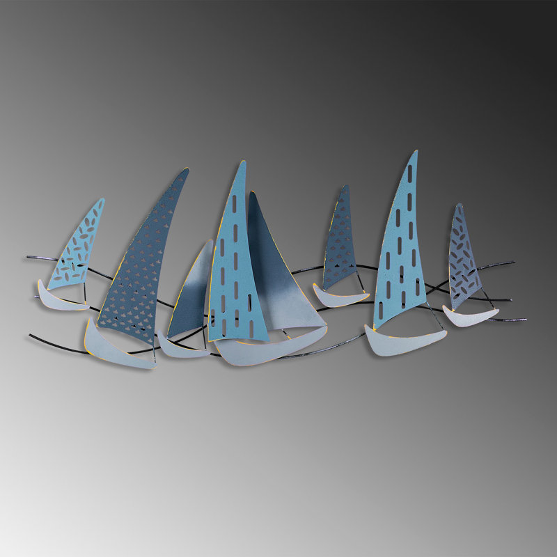 Coastal Wall Decor on Metal, Blue/White