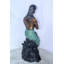 Statue en bronze de la collection de sirènes sur roche près de l'eau de Nifao, art nu, 10 po x 9 po x H 24 po