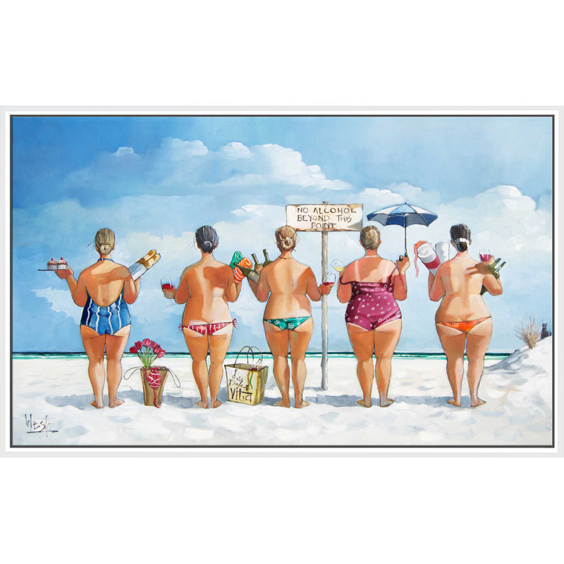 Pas d'alcool au-delà de ce point II par - Peinture, Reproduction avec cadre flottant, H 21,5 po x l 33,5 po, Blanc