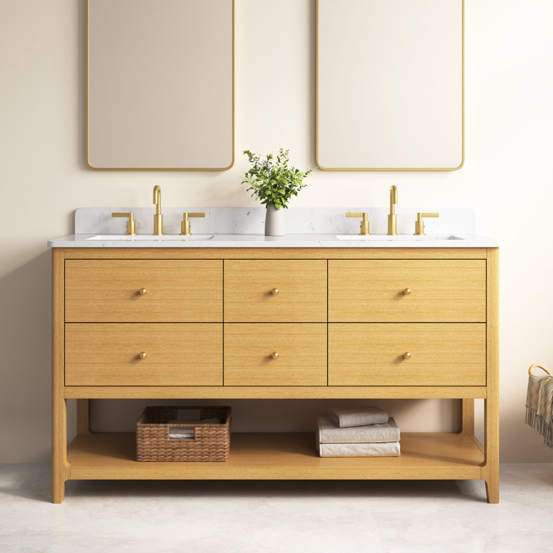 Nelson 36 in Undermount Single Sink Bathroom Vanity with White Engineered Stone Top, 60"