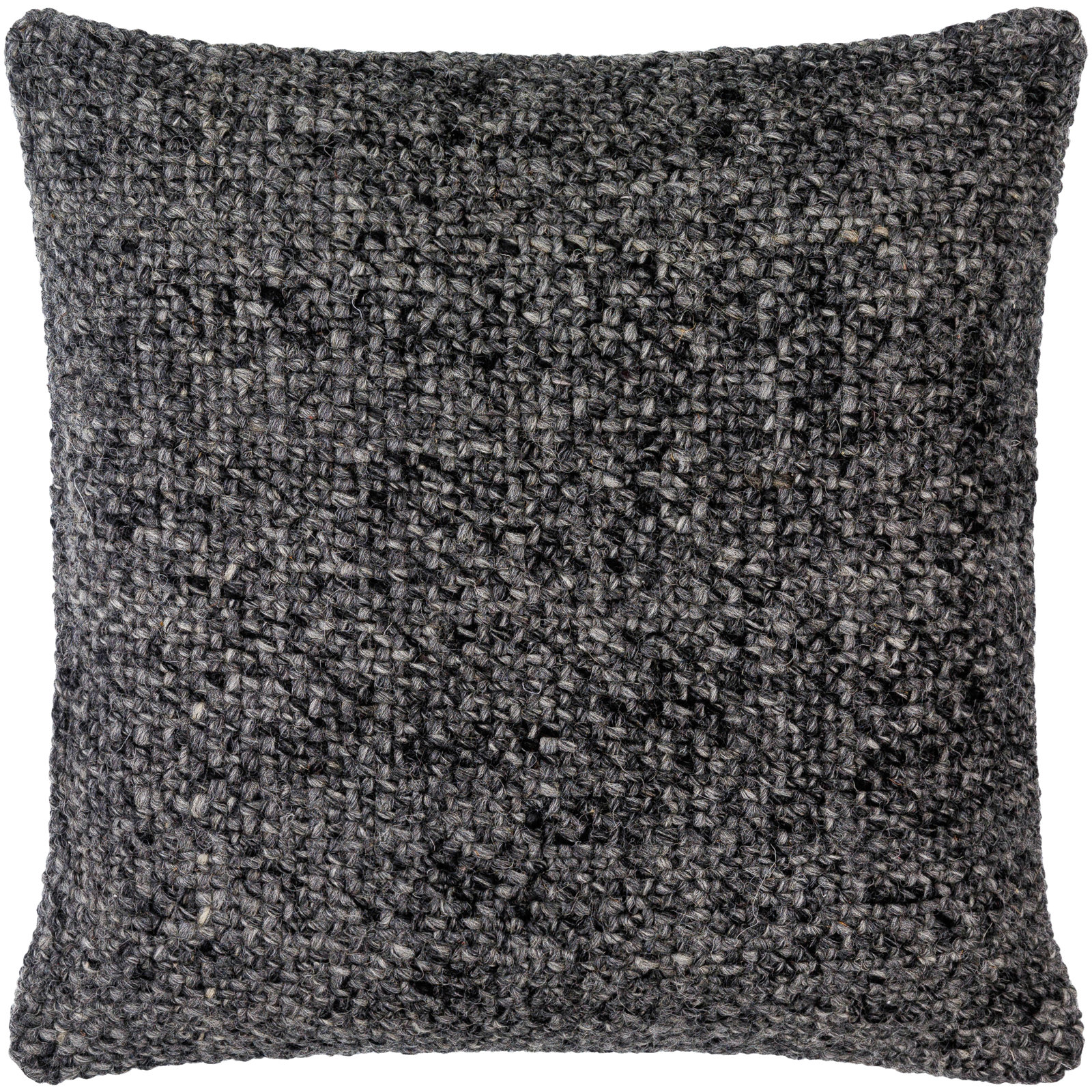Wool Throw Pillow, 20"H x 20"W, Polyester/Polyfill, Black