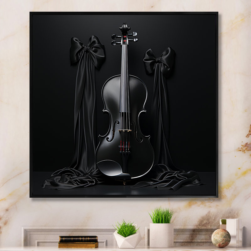 Minimaliste ébène, violon, vibrations III - fruits, art mural, Cadre simple noir, H 16 po x l 16 po x P 1 po