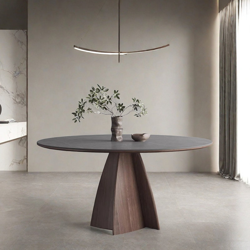 Shirin Round Solid Wood Base Dining Table, 29.5"H x 53.1"L x 53.1"W