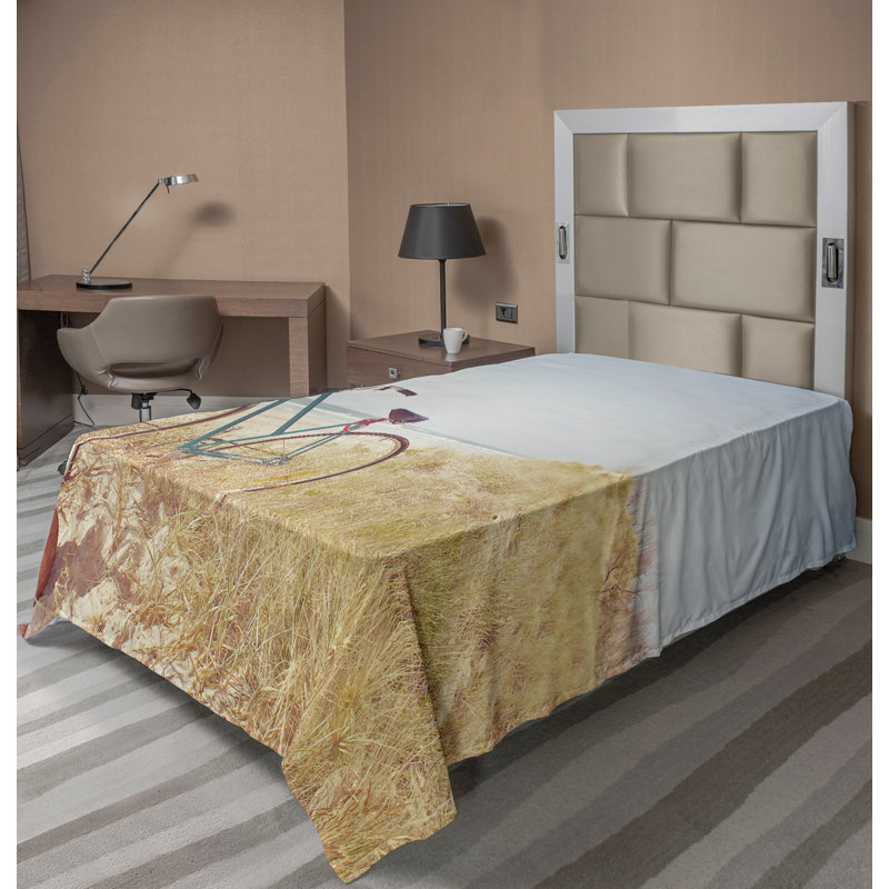 Drap-housse bleu Ambesonne, Drap plat pour lit simple