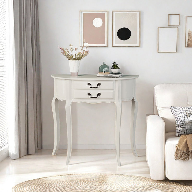 Minimalist Solid Wood Console Table, 35.43" H x 31.5" W x 11.81" D, White