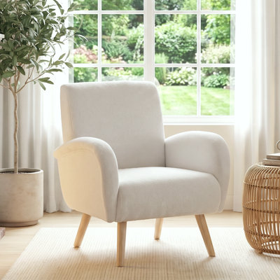 Chittum Modern Upholstered Accent Chair Armchair Fabric Reading Living Room Side Chair Rew