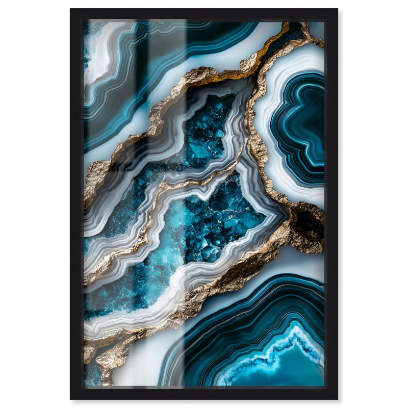 «Teal Tides Treasure II Shadowbox Print» par Art Remedy, H 55 po x l 37 po, Noir