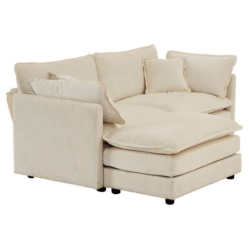 Canapé modulaire beige avec - Design tendance deux, rembourrage en éponge et revêtement respirant