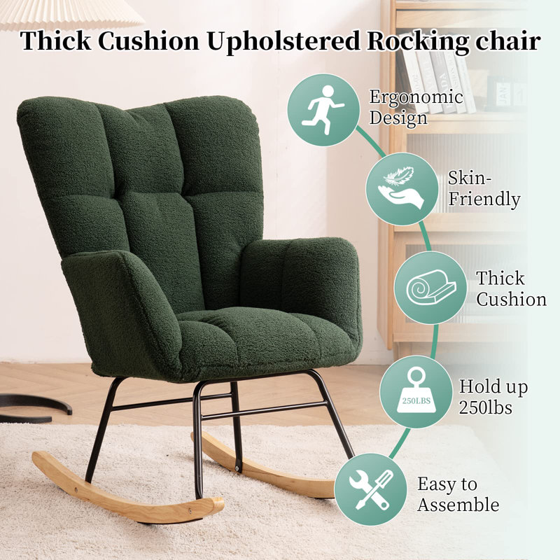 Friedell Rocking Chair, Dark Green
